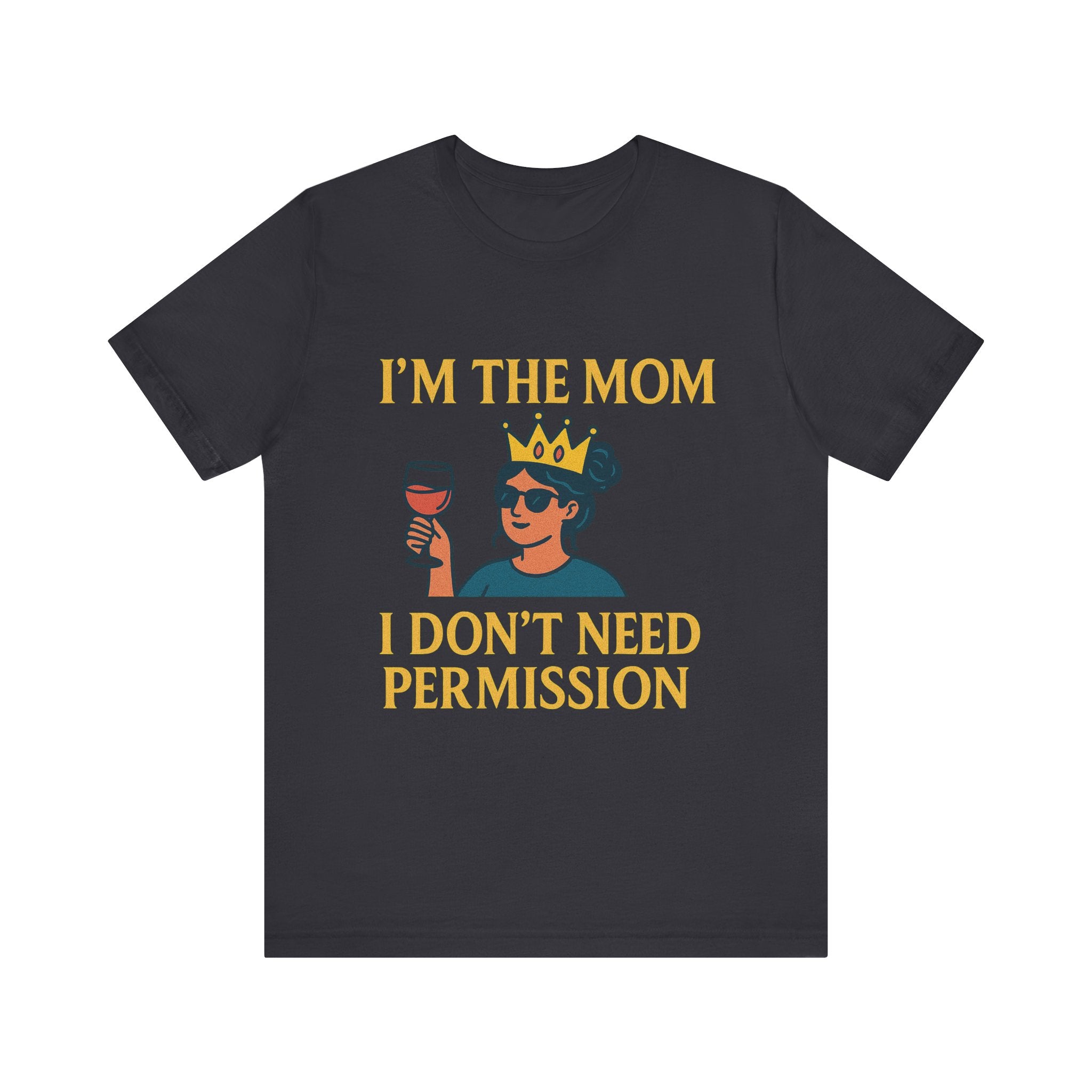 A dark t-shirt featuring a graphic of a crowned woman