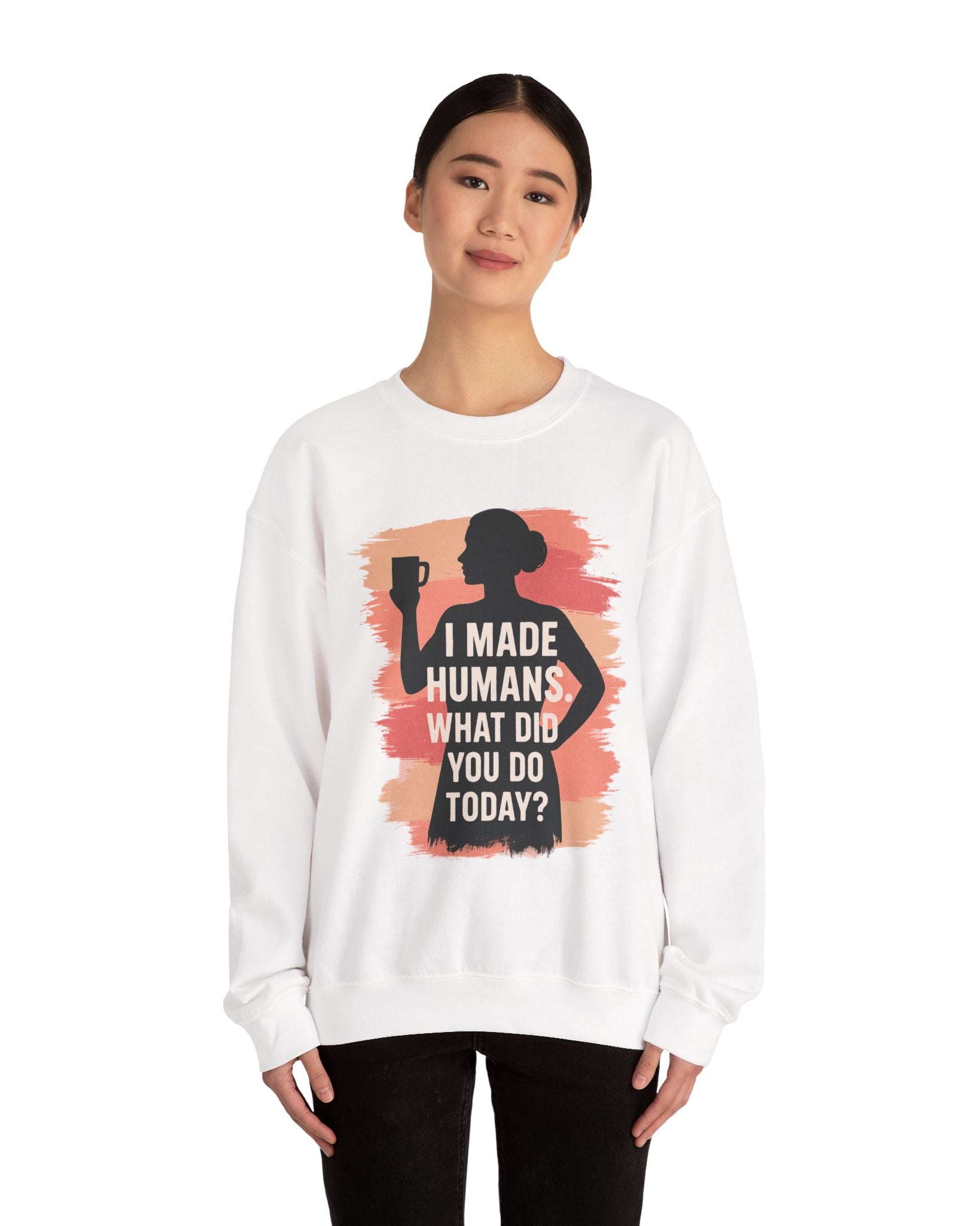 A person in a white sweatshirt