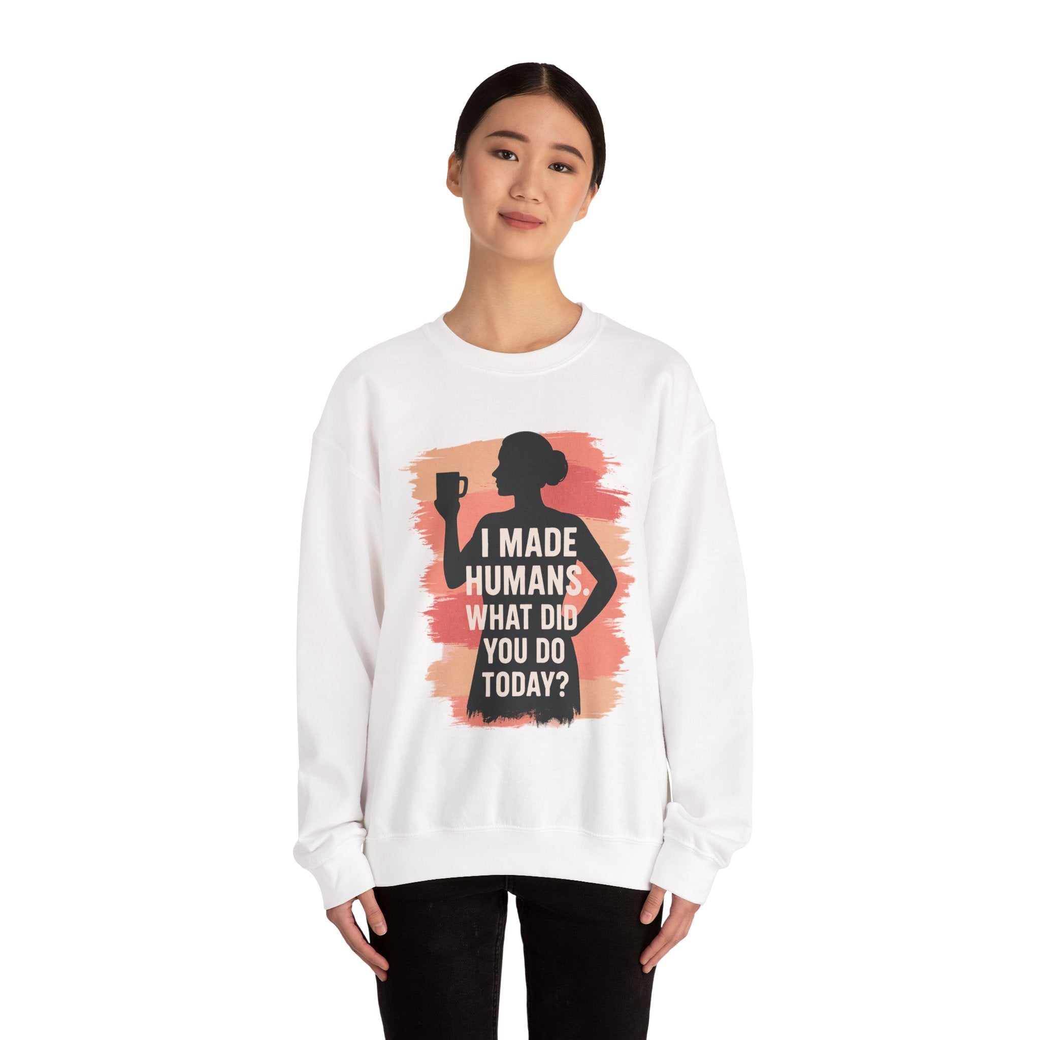 A person in a white sweatshirt