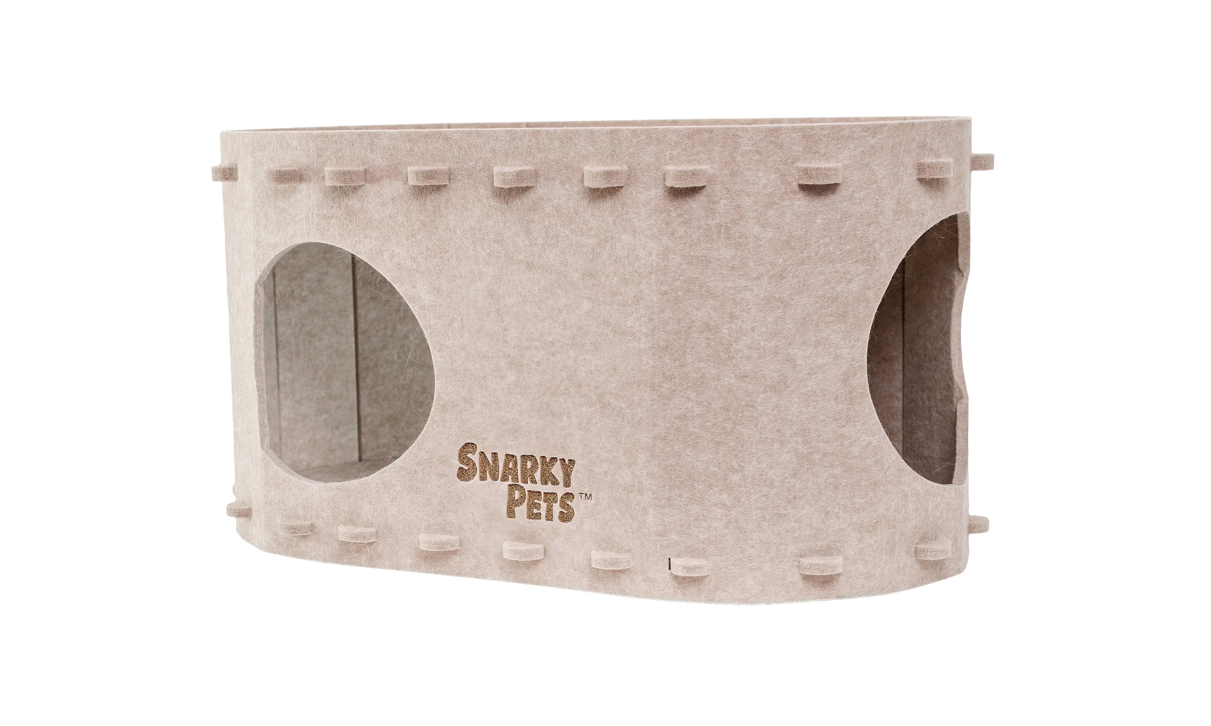 Tess & Liza Felt Cat Cave – Cozy Hideaway for Cats & Kittens | Eco-Friendly Felt Cat House | Durable & Spacious Cat Bed for Large Cats | Stylish Indoor Pet Furniture by Snarky Pets™ Brown